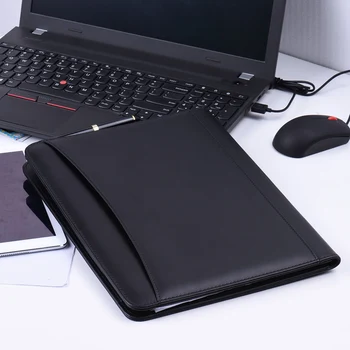 

Multifunctional Business Portfolio Padfolio Folder Document Case Organizer A4 PU Leather with Business Card Holder Memo Note Pad