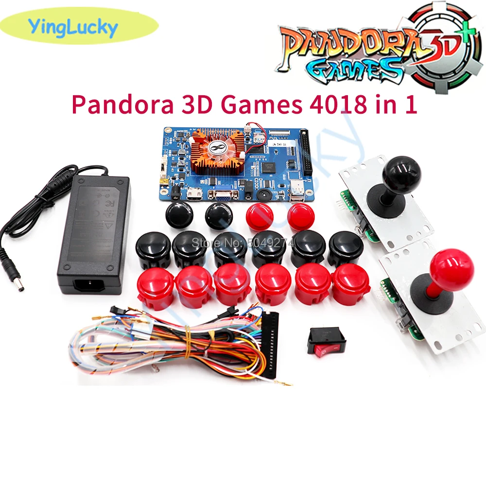 Pandora Box 3D 4018 In 1 DIY Game Set Arcade Kit Push Buttons Joysticks Arcade Console Machine 