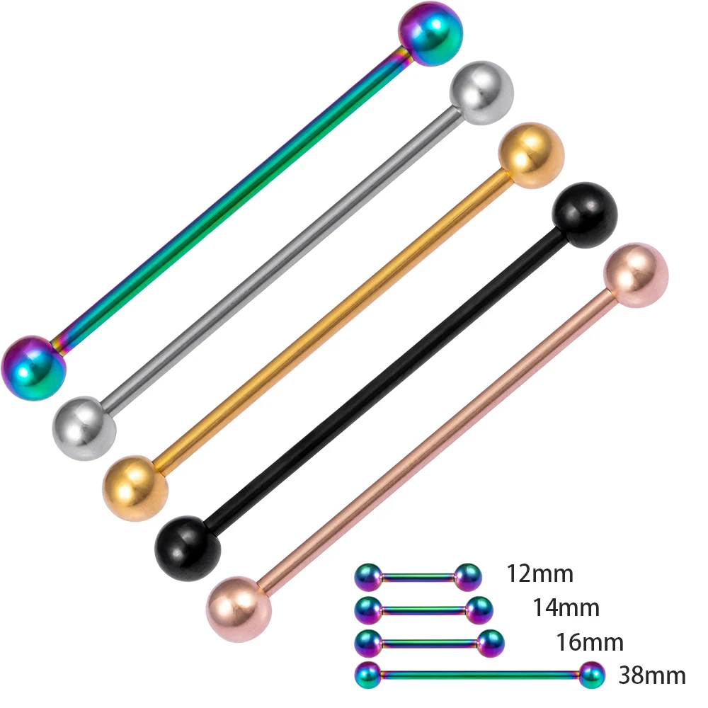 5 Pairs Steel Industrial Piercing Barbell Punk Cartilage Earring Helix Piercing Jewelry Sexy Tongue Rings Women Nipple Barbell