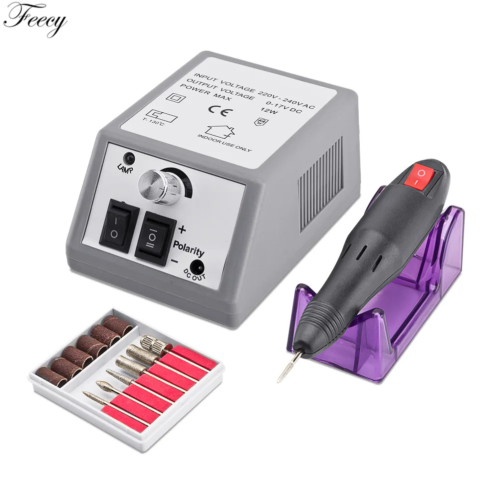Электрическая машинка для маникюра, набор для ногтей ручка для профессионального педикюра, фрезер для ногтей, сверлильный Биты Комплект фреза для удаление маникюра Гель-лак - Цвет: Feecy 828 Gray EU