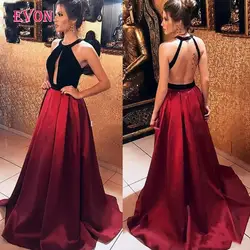 Новые стильные темно-красные и черные длинные вечерние платья Vestidos De Fiesta De Noche 2020 сексуальный лиф с оборками атласное вечернее платье