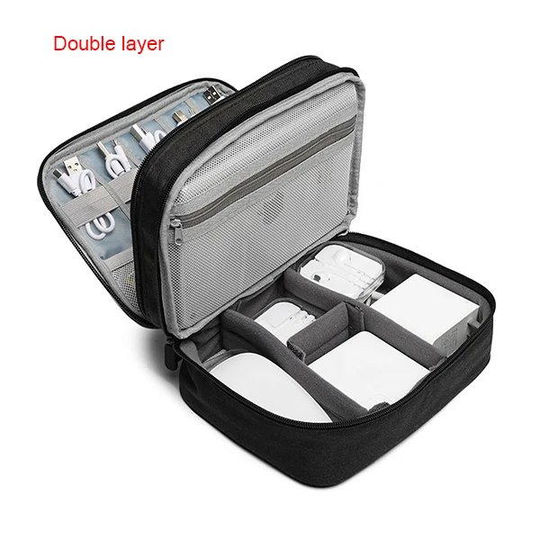 Portable Travel Cable Bag Wires Charger Electronic Accessories Digital Gadget Devices Divider Organizer Case Cosmetic Kit Pouch - Цвет: Black C