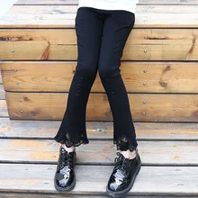 Г. Весна-осень, стиль, для девочек, для больших мальчиков, корейский стиль, модный тренд, облегающие, с кружевом, брюки с поясом, модные