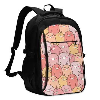 

Backpack USB Charge Women Cute Pig Student Backpack Letters Print School Bag Teenager Girls Backpack