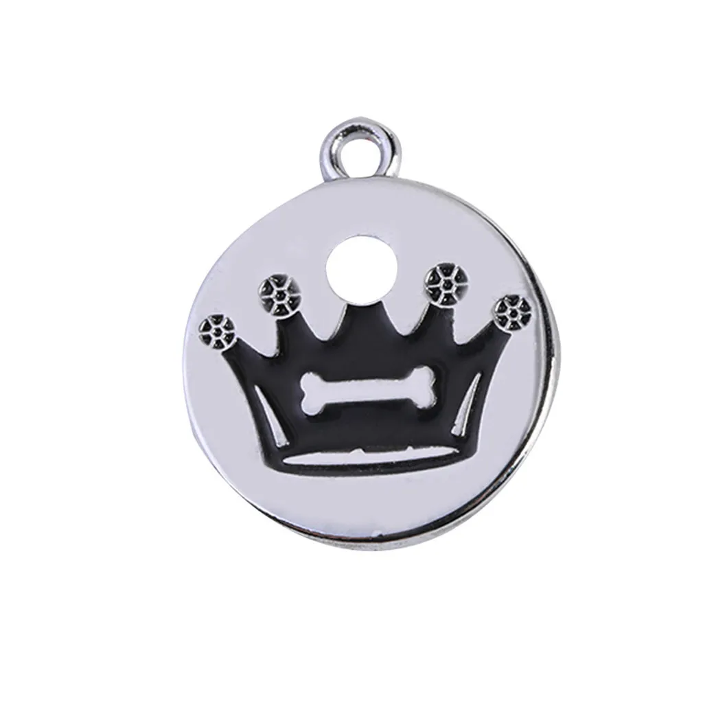 30^Cute Mini More Crown Print Diamond Dog Cat ID Name Tags Pet Jewelry Necklace family product for pet dog leash собачий поводок