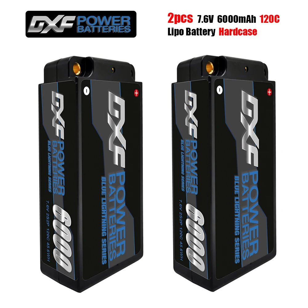 

DXF lipo Battery 2S Shorty Lipo 7.6V 6000mah 120C Battery RC Lipo Battery with 4mm Bullet Competition Short-Pack for 1/10 Buggy