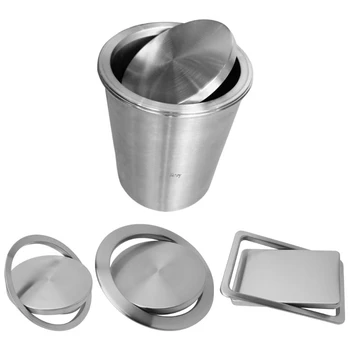 

Stainless Steel Flush Recessed Built-in Balance Swing Flap Lid Cover Trash Bin Garbage Can Kitchen Counter Top