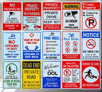 

Warning Metal Tin Signs Plaque Vintage Pool Rules Metal Plate Beware Dog Poster Wall Pub Bar Pool Home Decoration 20x30cm