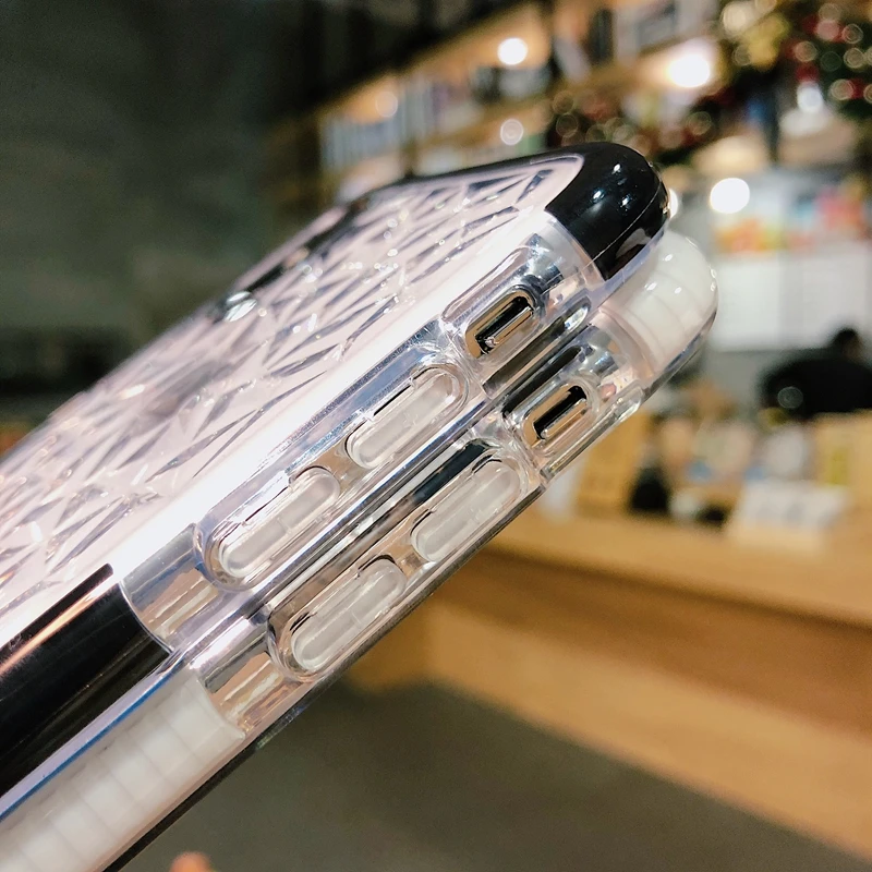Роскошный прозрачный чехол с алмазной текстурой для iPhone 11 Pro 12Pro MAX 7 8 6 6S Plus X XR XS 12
