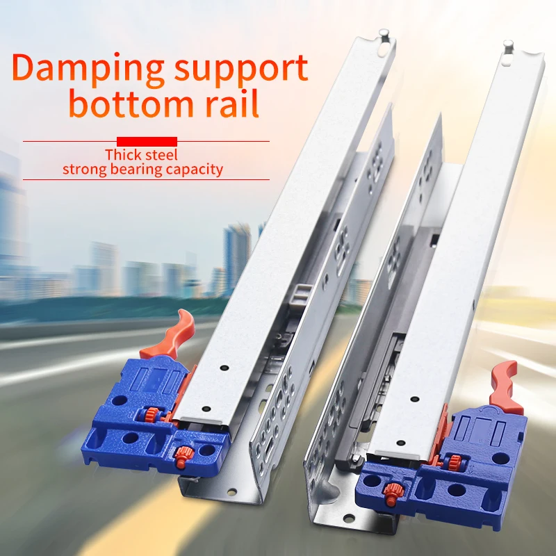 AOLISHENG Concealed Drawer Runner Three Section Soft Closing Bottom