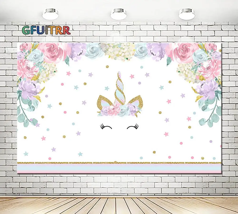 Фон для фотосъемки с изображением единорога из мультфильма GFUITRR на заказ детский
