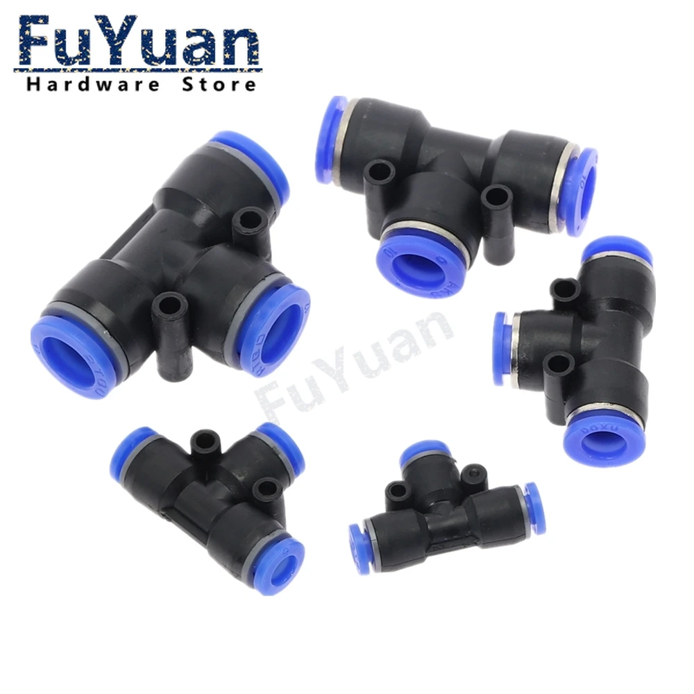 3 полосный Т образный пневматический СОЕДИНИТЕЛЬ 4 мм 6 8 10 12 14 16 OD Pipe Push In Air Gas Slip Lock
