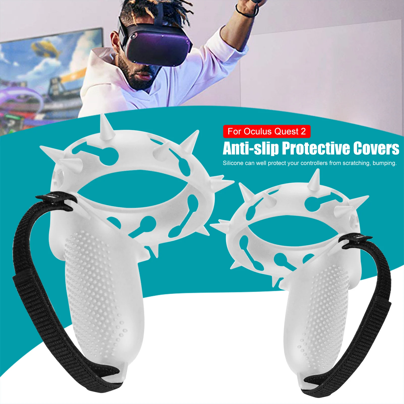 VR Accessories Protective Cover For Oculus Quest 2 VR Touch Controller Cover With Knuckle Strap Handle Grip For Oculus Quest 2