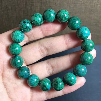 

12.2mm Natural Green Malachite Bracelet Women Men Gift Healing Stretch Chrysocolla Round Bead Crystal Bracelet Jewelry AAAAA