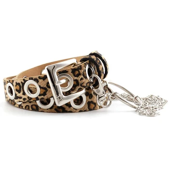

AWAYTR 2020 Unisex Belt Pu Alloy Large Ring Big Hole Chain Leopard Snake Pattern Rock Punk Style Fashion Cummerbunds Accessories