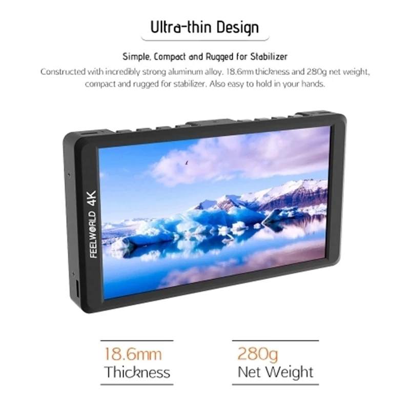 Feelworld F570 4K 5,7 дюймов ультратонкий портативный накамерный полевой монитор ips Full HD 1920x1080 Многофункциональный монитор/HDMI вход