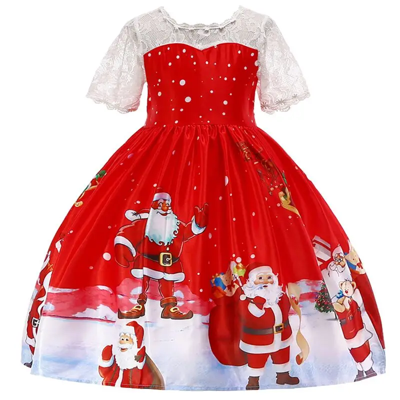 Summer Infant Baby Girl Dress Lace Tutu Princes Dresses for Girls 1-10 Years Birthday Party Wedding Baby Christmas Clothing - Color: red