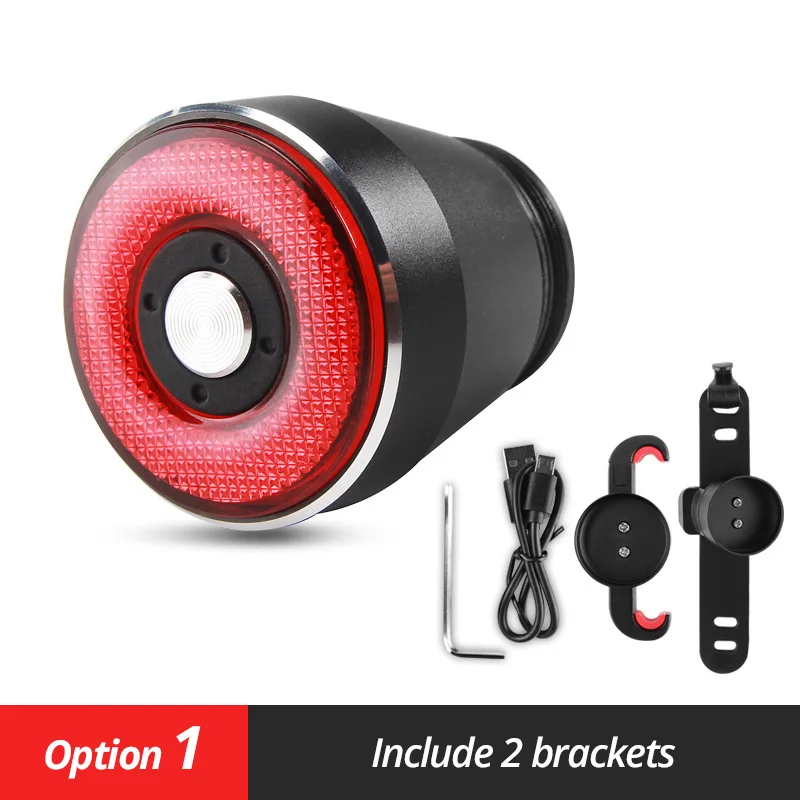Light n 2 Brackets Antusi Q5 фонарик для велосипеда мопеда задний свет авто старт/стоп тормоз зондирования IP65 Водонепроницаемый светодиодный зарядка велосипедная задняя фара - Цвет: Light n 2 Brackets