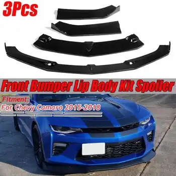 

3Pcs Car Front Lip Chin Bumper Spoiler Lip Splitters Body Kit For Chevy For Camaro 2015-2018 Front Bumper Splitter Lip Diffuser