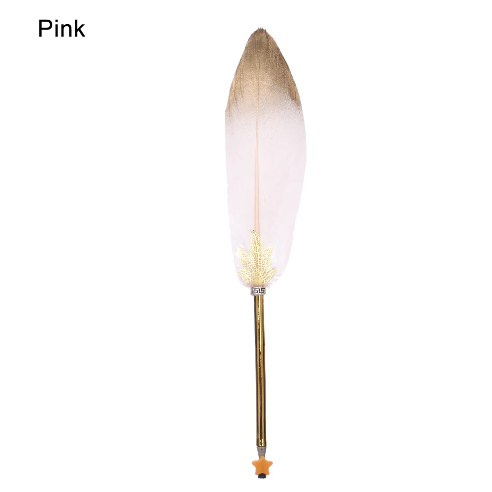 Розовый Ballpoint Gel Pen Gold Feather Pens Custom Decorative Pen Signature Writing Tool Stationery School Office Supplies Christmas Gif - Цвет: Розовый