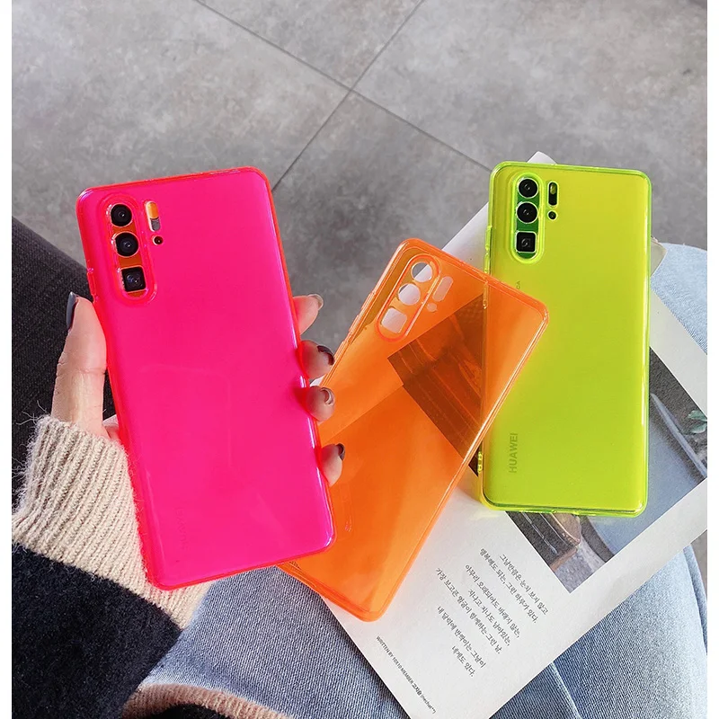 Неоновый флуоресцентный цветной чехол для телефона HUAWEI Honor X10 9X 30S P20 P30 P40 PRO NOVA5 6 7