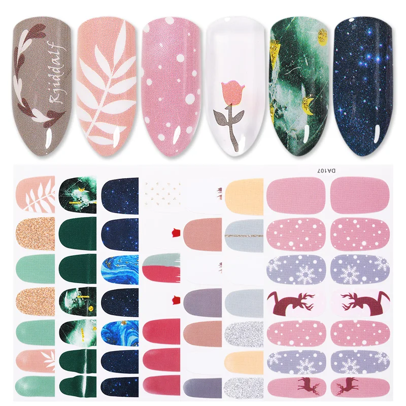 14 шт./Лист Цветы Ногтей Обертывания Красная Роза Nail Art Полный Наклейки BORN PRETTY MDS1013#23251