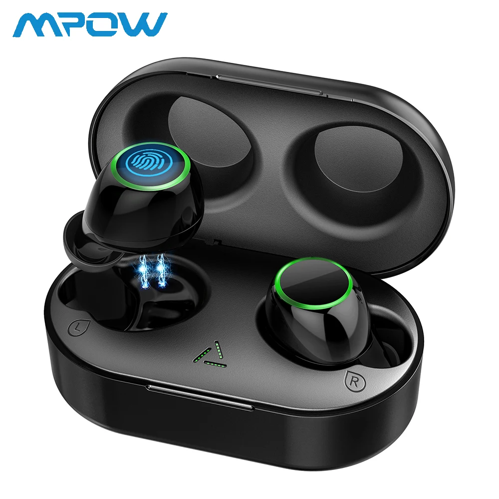 Baratos Auriculares inalámbricos Mpow TWS Bluetooth 5,0 con estuche de carga portátil IPX7 auriculares intraurales impermeables con micrófono nuevo