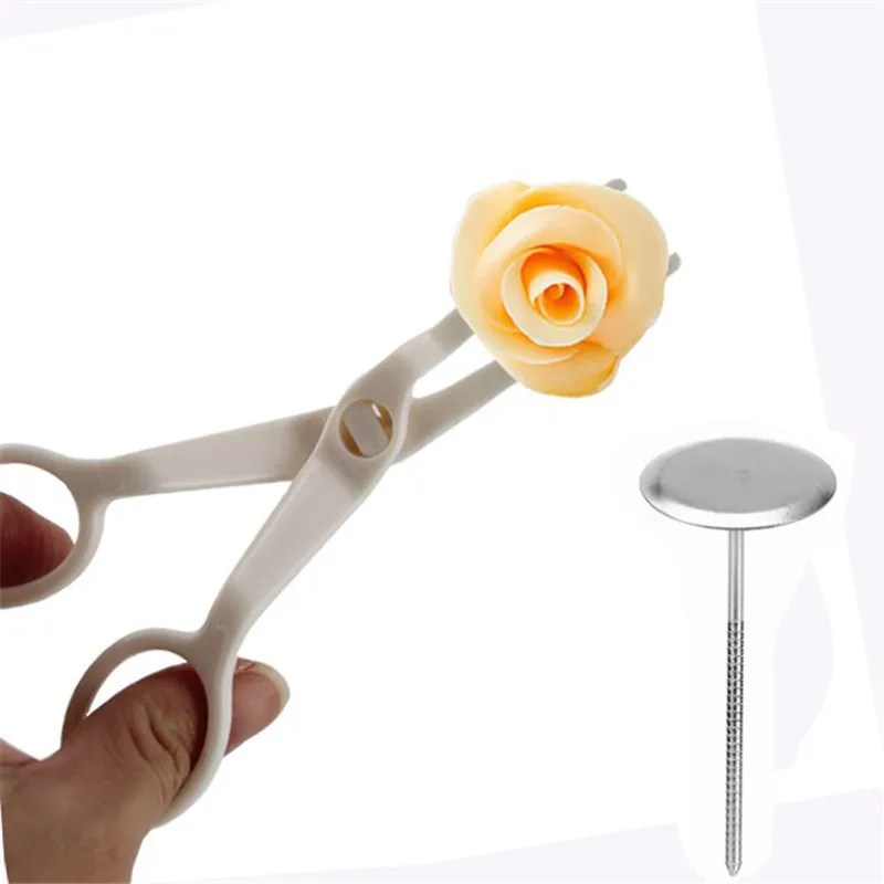 Description Picture 3 of item2Pcs Piping Flower Scissors Nail Safety Rose Decor Lifter Fondant Cake Decorating Tray Cream Transfer Baking Pastry Tools