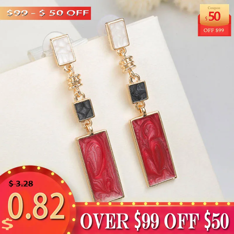 

2019 Fashion Earring for women Design black white red color Square drop earring Geometric Fashion Wedding Jewelry wholesale