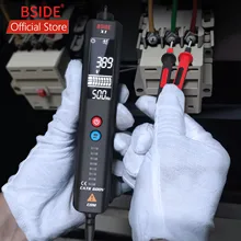 BSIDE X1 EBTN Voltage Tester 3-Line Large LCD Volt Detector Non contact Dual Range AC Voltage Sensor Pen Live Wire Check + Case