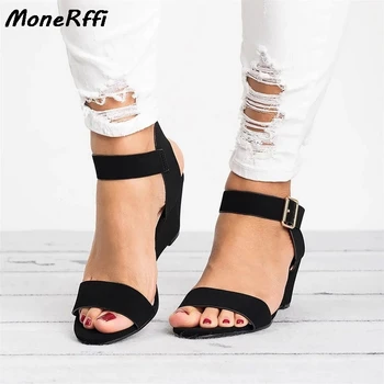 

Women Sandals Wedge High Heel Sandals Summer Casual Shoes Buckle Strap Roman Ladies Platform Shoes