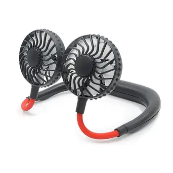 

Portable USB Rechargeable Colorful Light Wearable Hanging Neck Dual Cooling Fan Dual Fan Mini Air Cooler Summer Portable 2000mA