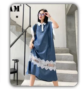 [EAM] Women Black Stripe Perspective Big Size Blouse New Lapel Puff Sleeve Loose Fit Shirt Fashion Spring Summer 2020 1U333