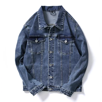 

Best seller Solid color Men Denim Jacket Fashion Spring and Autumn Men's Simple Washed Slim Fit Blue Jeans Jacket Coat