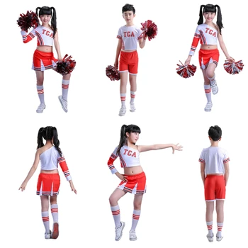

Cheerleader Costumes for Kids Sports Games Gymnastically Team Cheerleading Dance Dress School Uniform Girls Wear Skirt Set