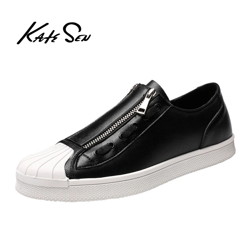 

KATESEN New Men Shoes Student Shoes Men Casual Shoes Breathable Youth Trend Wear-resistant Rubber Sole Leather Casual Shoes