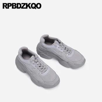 

elevator trainers lace up creepers platform shoes flats thick sole gray designer china casual sneakers muffin female black women