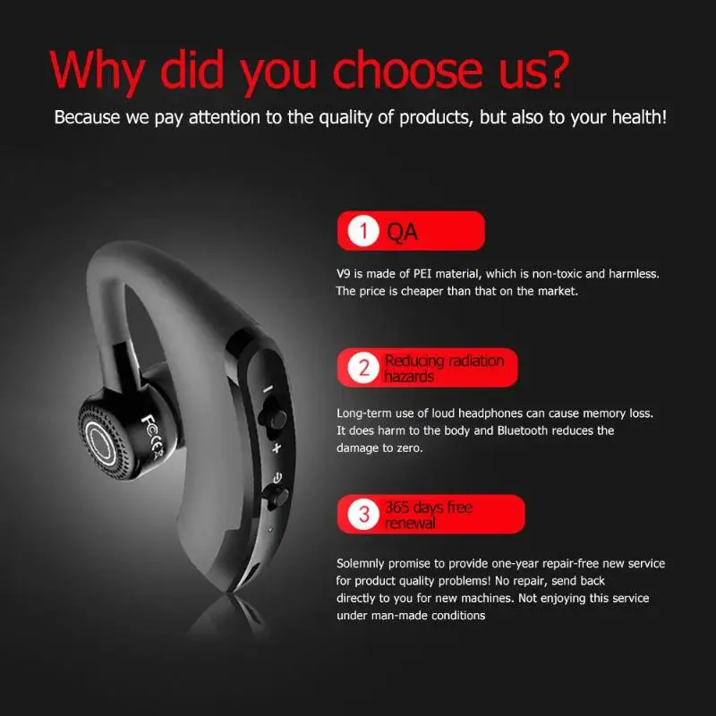 V9 Смарт Bluetooth низкая мощность стерео бизнес микрофон гарнитура низкая мощность вождения громкой связи Наушники с микрофоном для вождения спорта