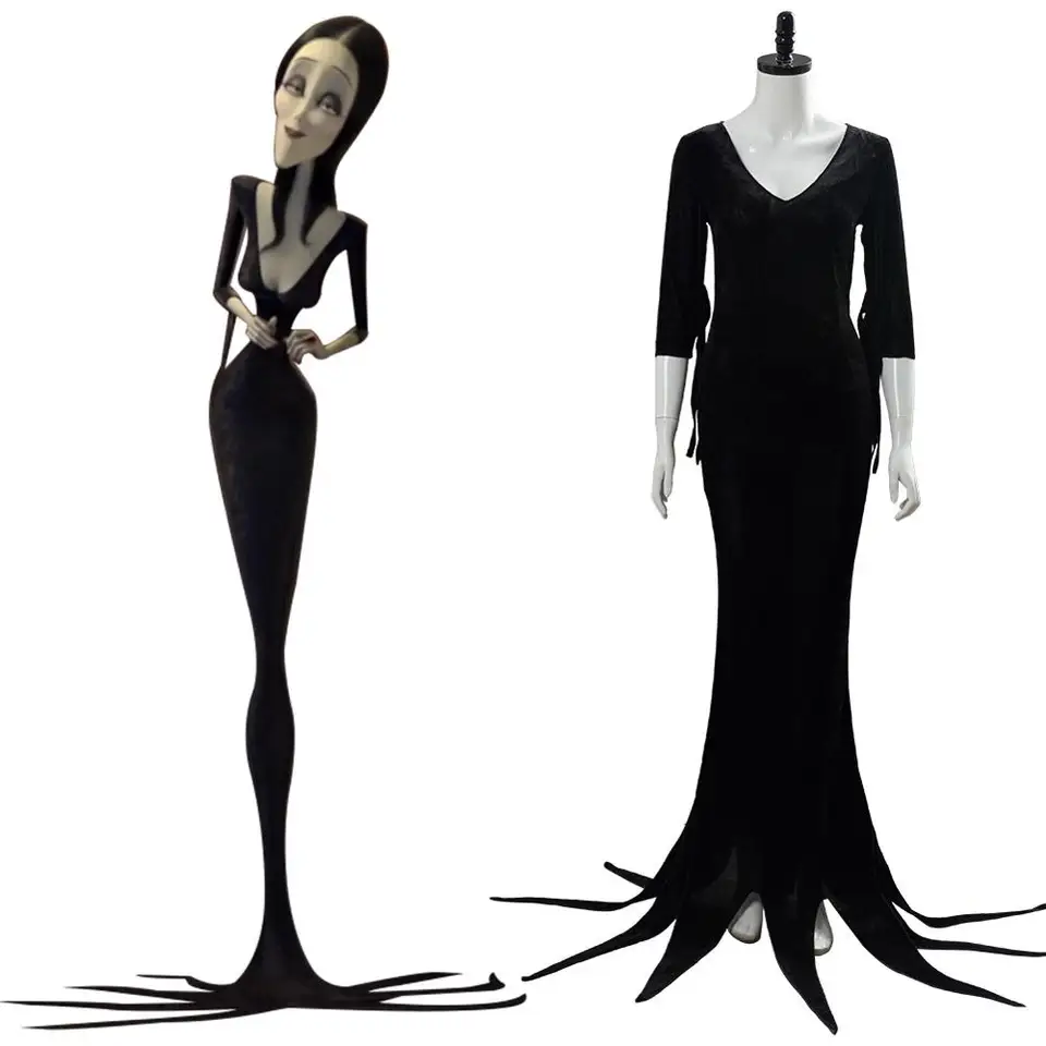 morticia addams black dress