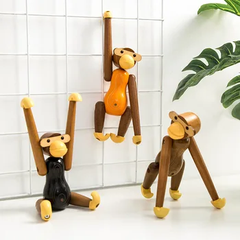 

Nordic Creative Wooden Hanging Feet Monkey Bookshelf Ornaments Home Decoration Toy Miniatures Figures Gift