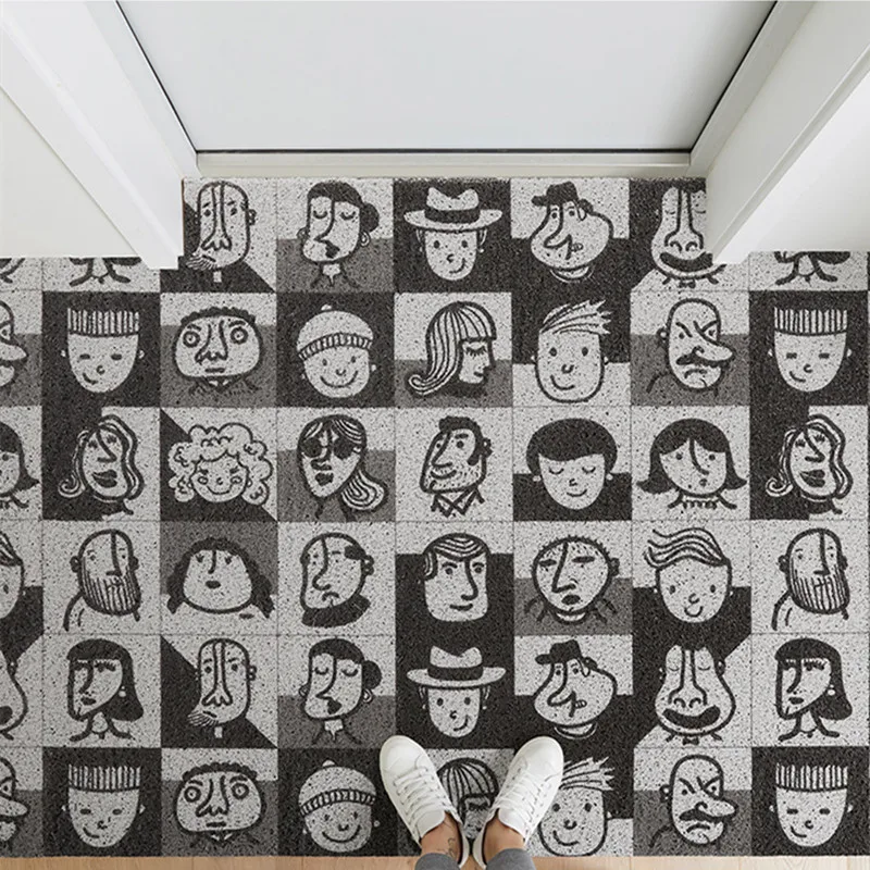 

Funny Cartoon Portrait Print Doormat PVC Non-slip Arbitrary Crop Easy Clean DIY Doormat Bar Home Supplies Dropshipping