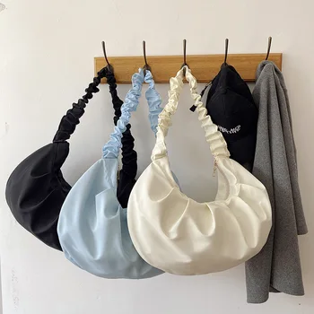 

Women's bag small bag 2020 new niche bag small fresh rural style cloth bag wrinkly lace shoulder strap large capacity summer