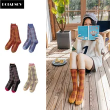 DOIAESKV Японский Корейский фанки Харадзюку тренд женские шахматные носки в сетку хип-хоп Хлопок Уличная Новинка Студенческие Носки