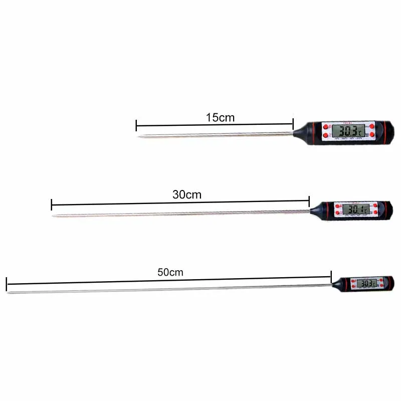150mm/300mm/500mm Electronic Digital Food Thermometer BBQ Barbecue Thermometer Professional Pocket Max/Min