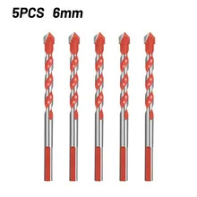

5pcs 6mm/8mm Multifunctional Red Drill Bits Punching Hole Ceramic Wall Glass Metal Sheet Triangle Shank Handle U Type Slot
