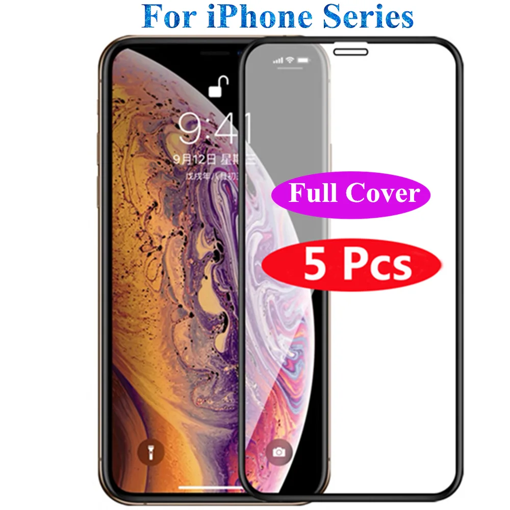 5 шт./лот полное покрытие закаленное стекло для iPhone XS Max XR X 11 Pro MAX SE 2020 защита экрана