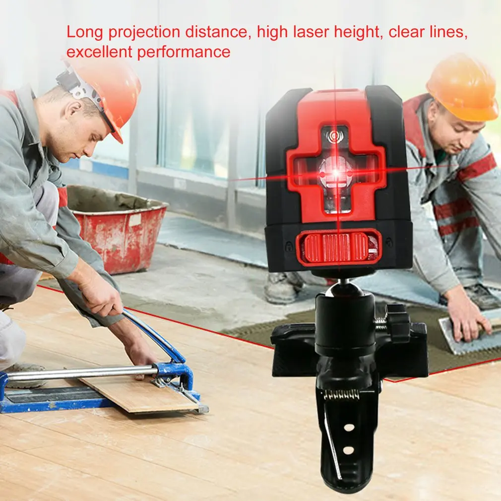 

7M Portable Mini Cross Red Laser Levels Meter 2 line 1 point Leveling Instrument with Base Clamp Self-leveling
