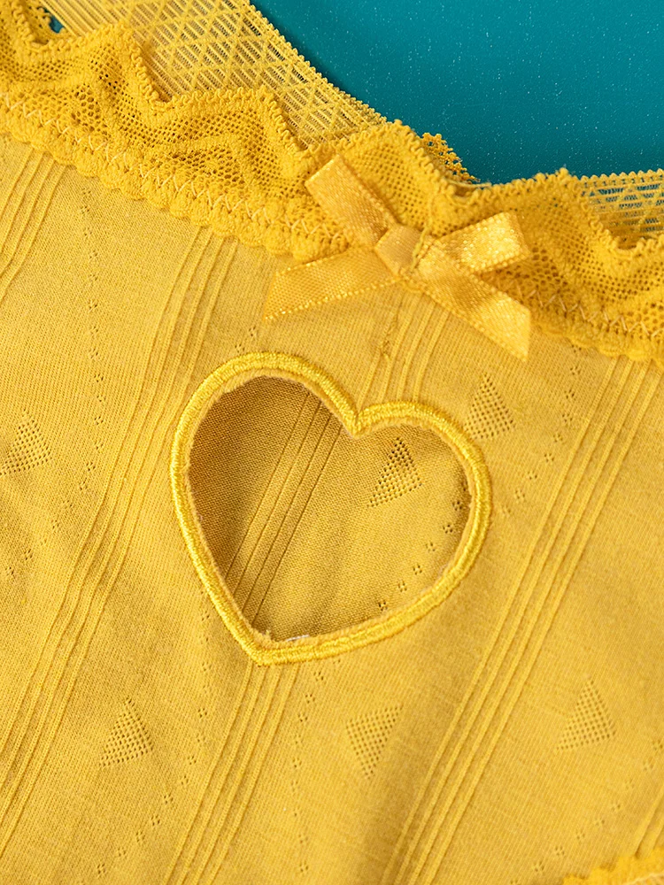 2PCS Pack Couple Panties Set Sexy Lace Ice Silk Fabrics Underwear Men's Boxers Yellow Lace Cotton Panty Women's Briefs Lovers