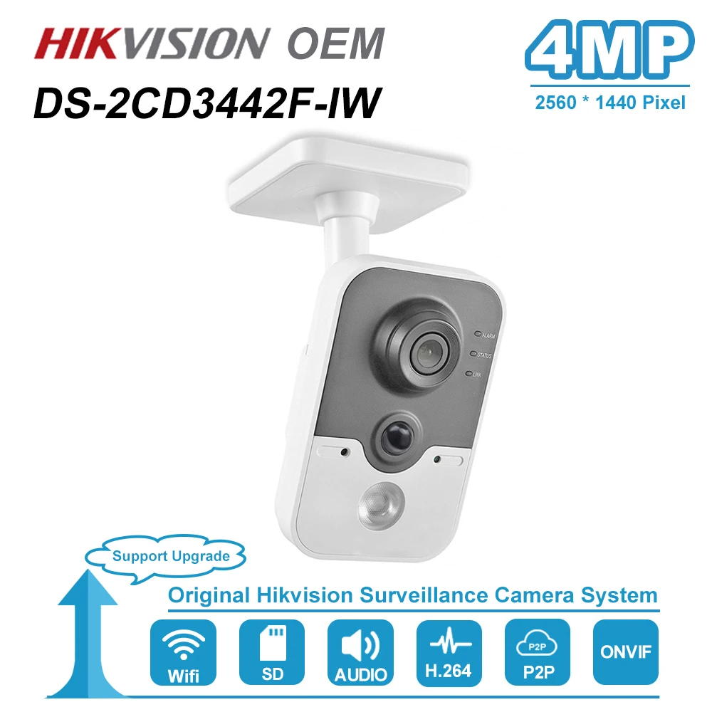 Hikvision OEM 4MP IR Cube HD аудио микрофон Wifi ip-камера Onvif для домашнего видеонаблюдения без логотипа H.264 DS-2CD3442F-IW