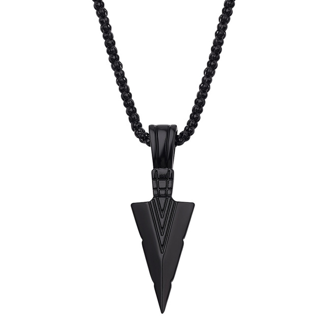 Fashion Jewelry Black Gold Silver color Arrow Head Pendant Long Chain Necklaces mens necklaces Collier Femme ArrowHead